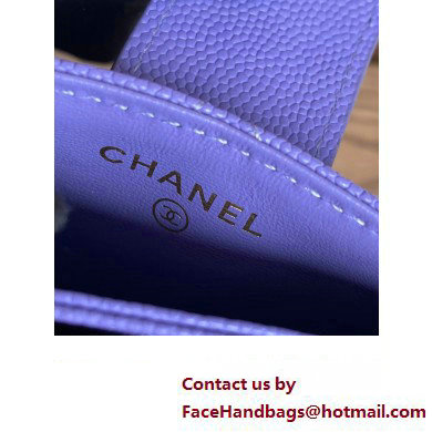 Chanel Grained Calfskin  &  GOLD-Tone Metal Card Holder AP0342 purple 2023